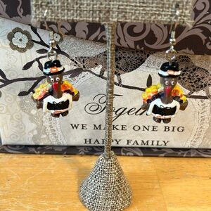 Thanksgiving Turkey earrings on shepherd hooks